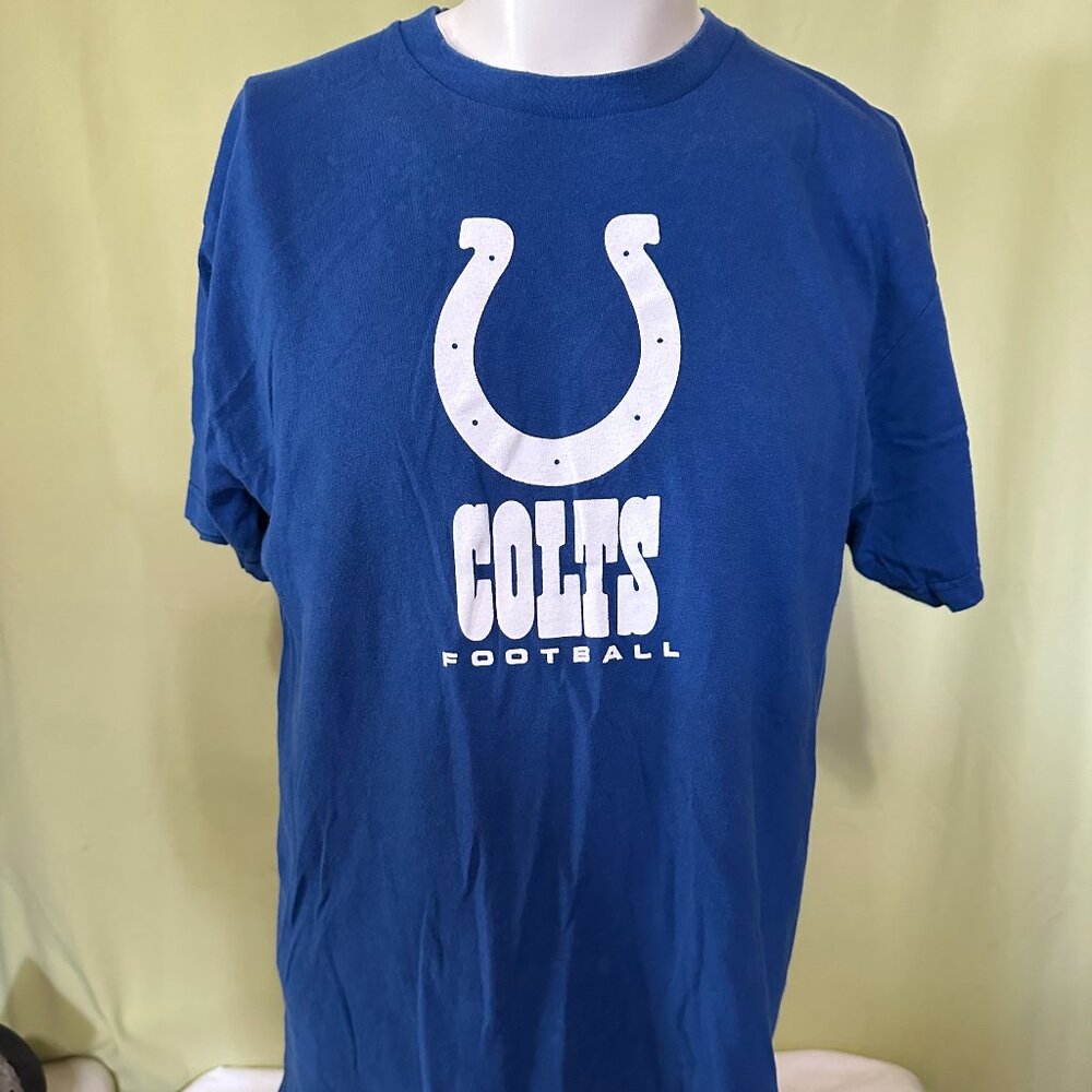 Indianapolis Colts NFL Football Majestic Men's Blue T Shirt Large Cotton